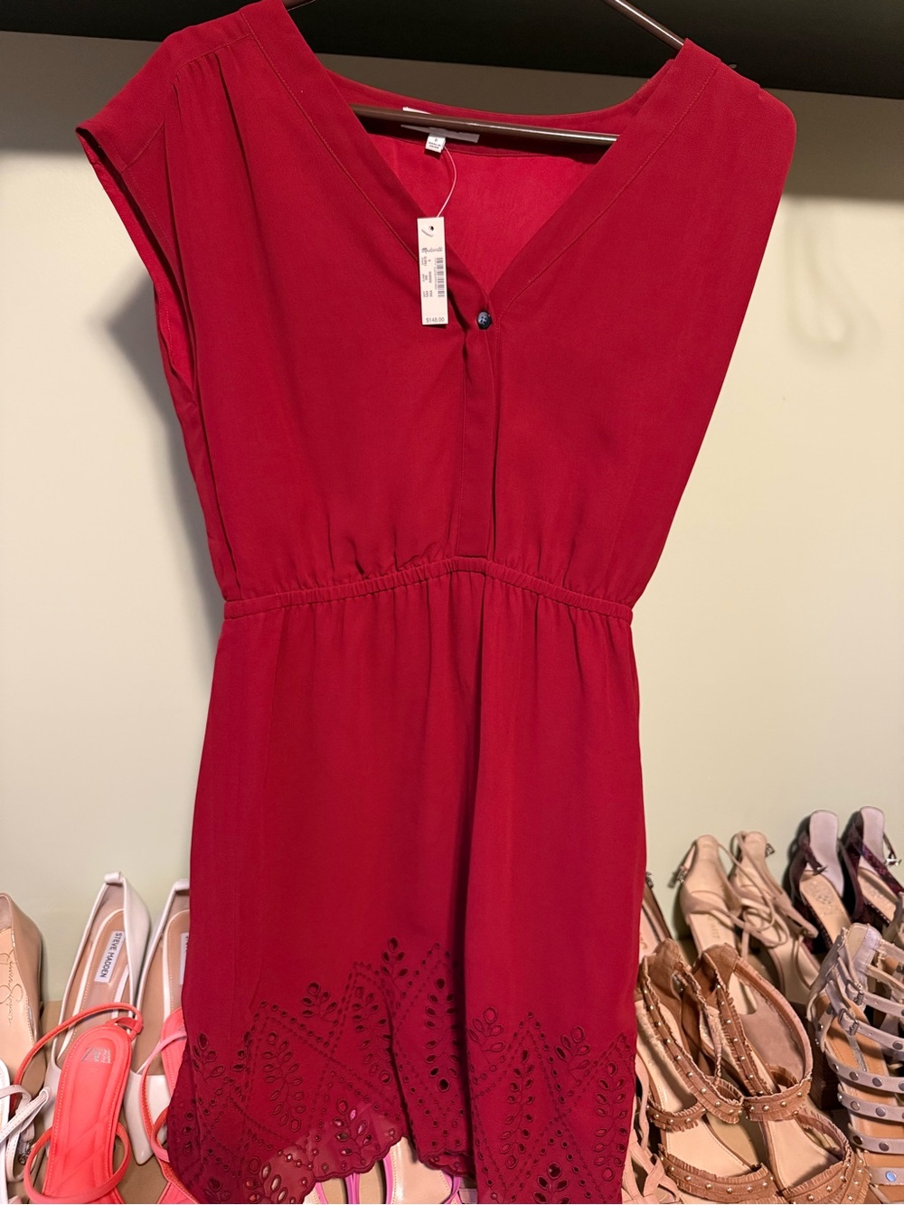 Madewell Red V-Neck Button-Front Top